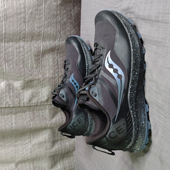 Saucony Peregrine 12 Trail Running Shoes Womens Size 10 Black Blue ICE + - Picture 2 of 10